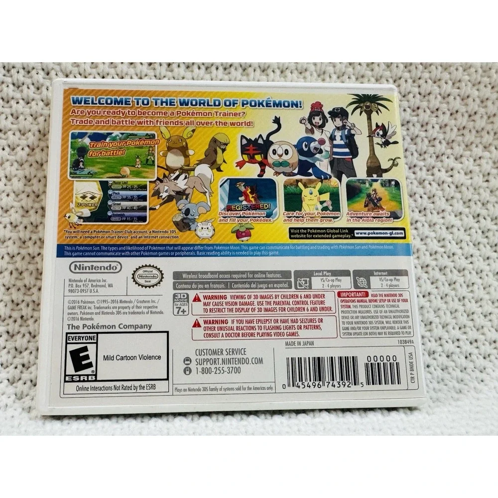 Pokémon Sun Nintendo 3DS 2016 Authentic Game Cartridge With Case Tested